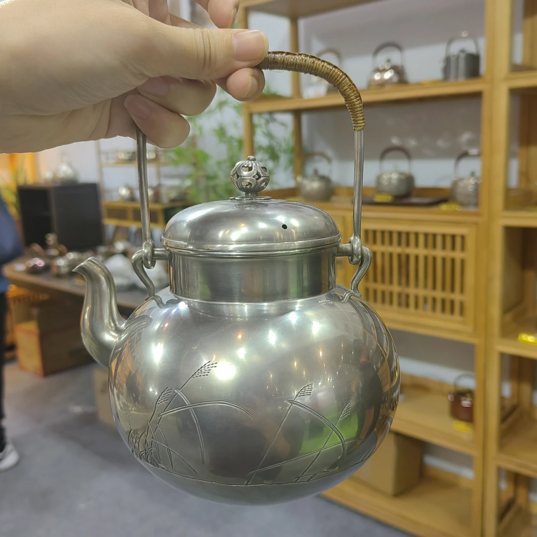 寸积松纯手工做旧日式银壶1000ml