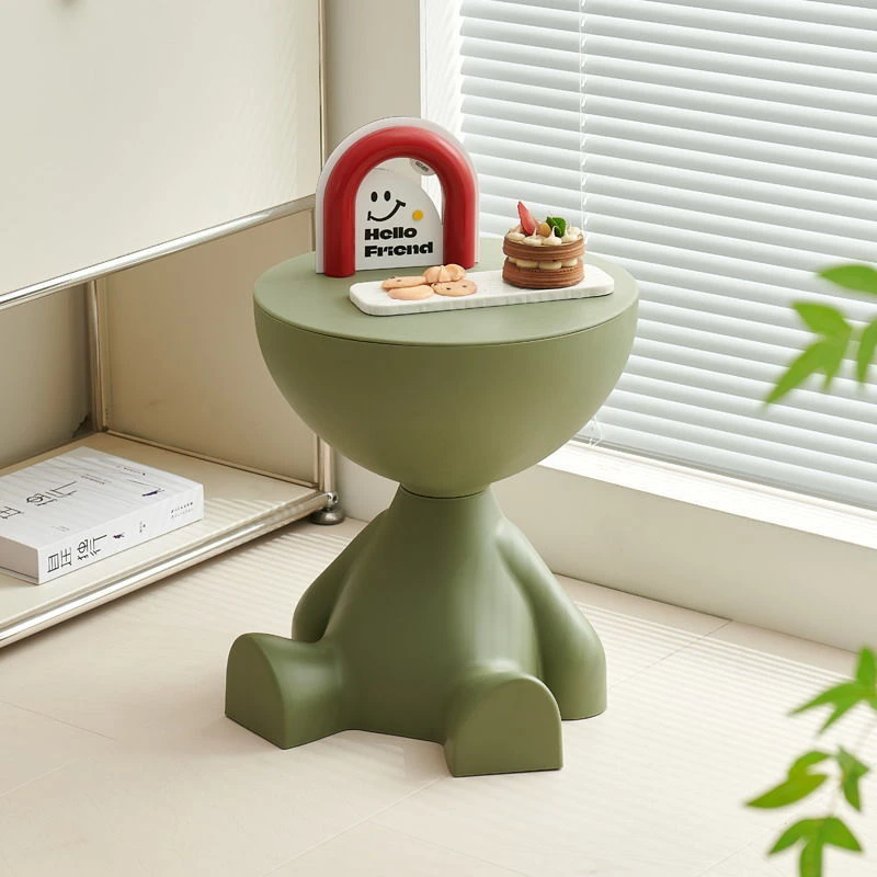 奶油风卧室床头迷你小桌子家用平头小桌几塑料摆件轻奢