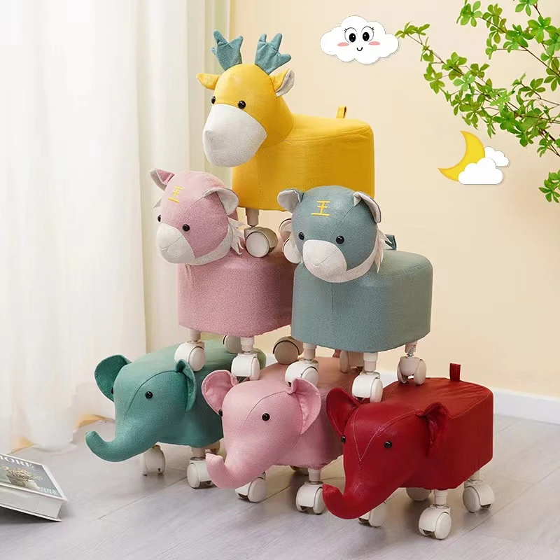 【如华福禄】萌宠儿童动物轮滑凳科技布可拆洗软包动物滑轮小凳子