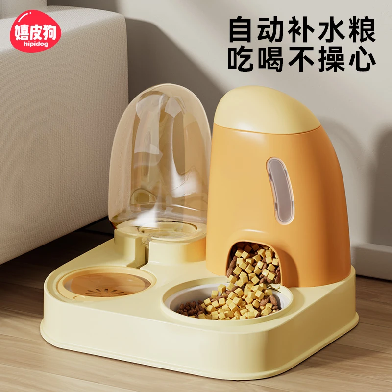 嬉皮狗——大容量扬帆起航猫咪自动饮水器喂食器一体宠物陶瓷碗7382