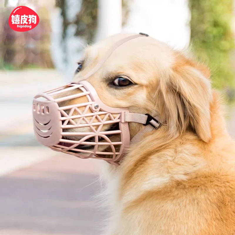 [达人]狗狗嘴套网格口罩防咬叫乱食可调节止吠器金毛柯基嘴罩4296