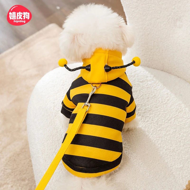 [达人]可爱小蜜蜂可牵引卫衣狗衣服成犬幼犬防掉毛宠物狗衣服3193