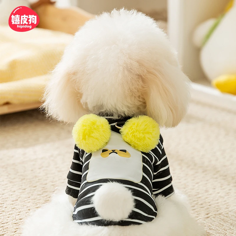 嬉皮狗——秋冬季狗狗毛绒条纹泰迪狗卫衣小型犬可爱宠物衣服0040