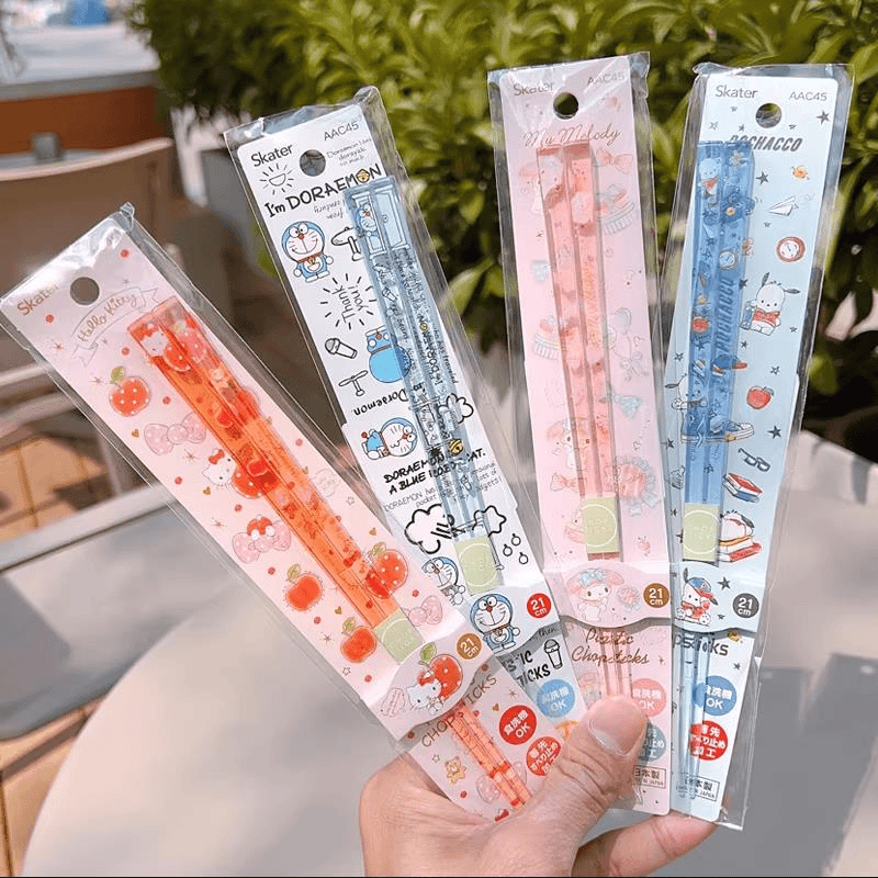 日本制skater卡通树脂儿童筷子6一12岁可爱防滑家用水晶透明筷子