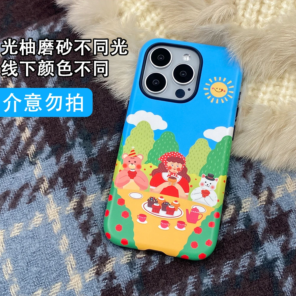 【张醒醒专属】醒醒 x 麦麦周末野餐氛围感双层菲林圆边磨砂手机壳