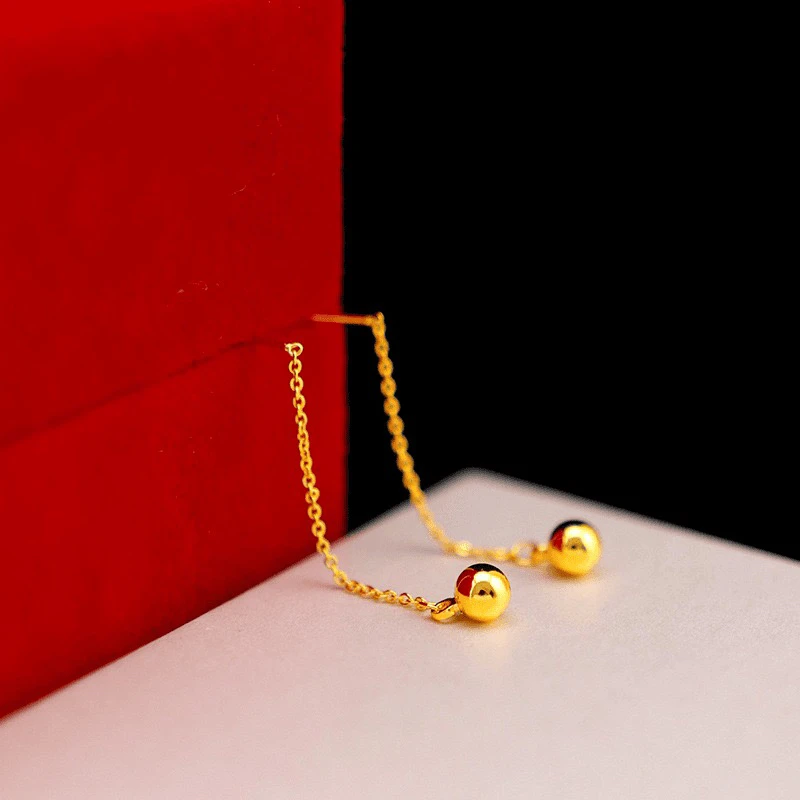 铜合金耳饰 【豆豆耳线】经典时尚气质百搭简约金色女款珠珠耳线