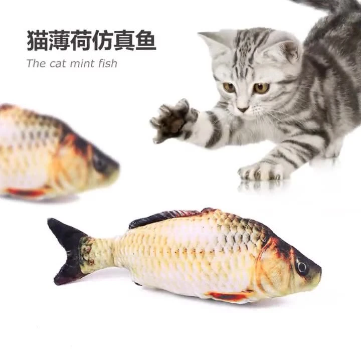 新款宠物猫咪鱼玩具薄荷鱼猫猫用品大号逼真鲫鱼猫猫玩具手工解闷