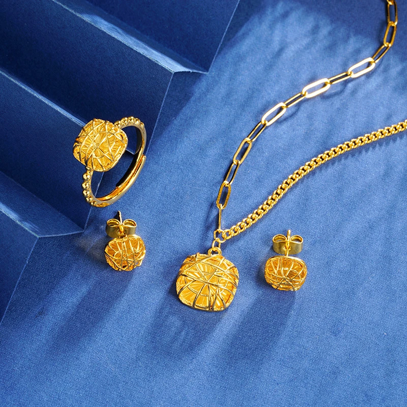 【520限定款】几何拉丝小方糖项链耳钉戒指小众设计高级女款气质