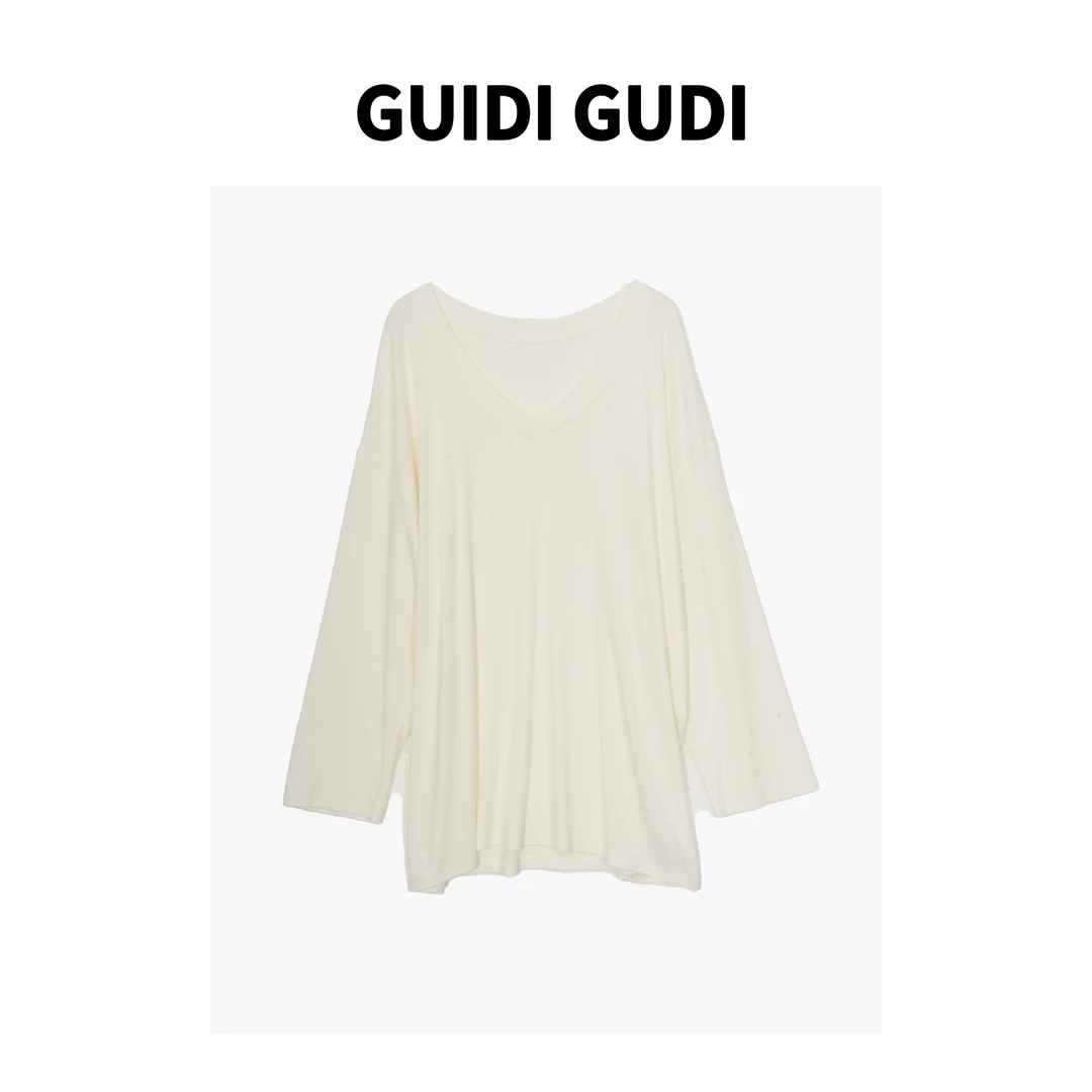 GUIDI GUDI【魔力】气质休闲百搭时尚长袖上衣T恤 T9430332H