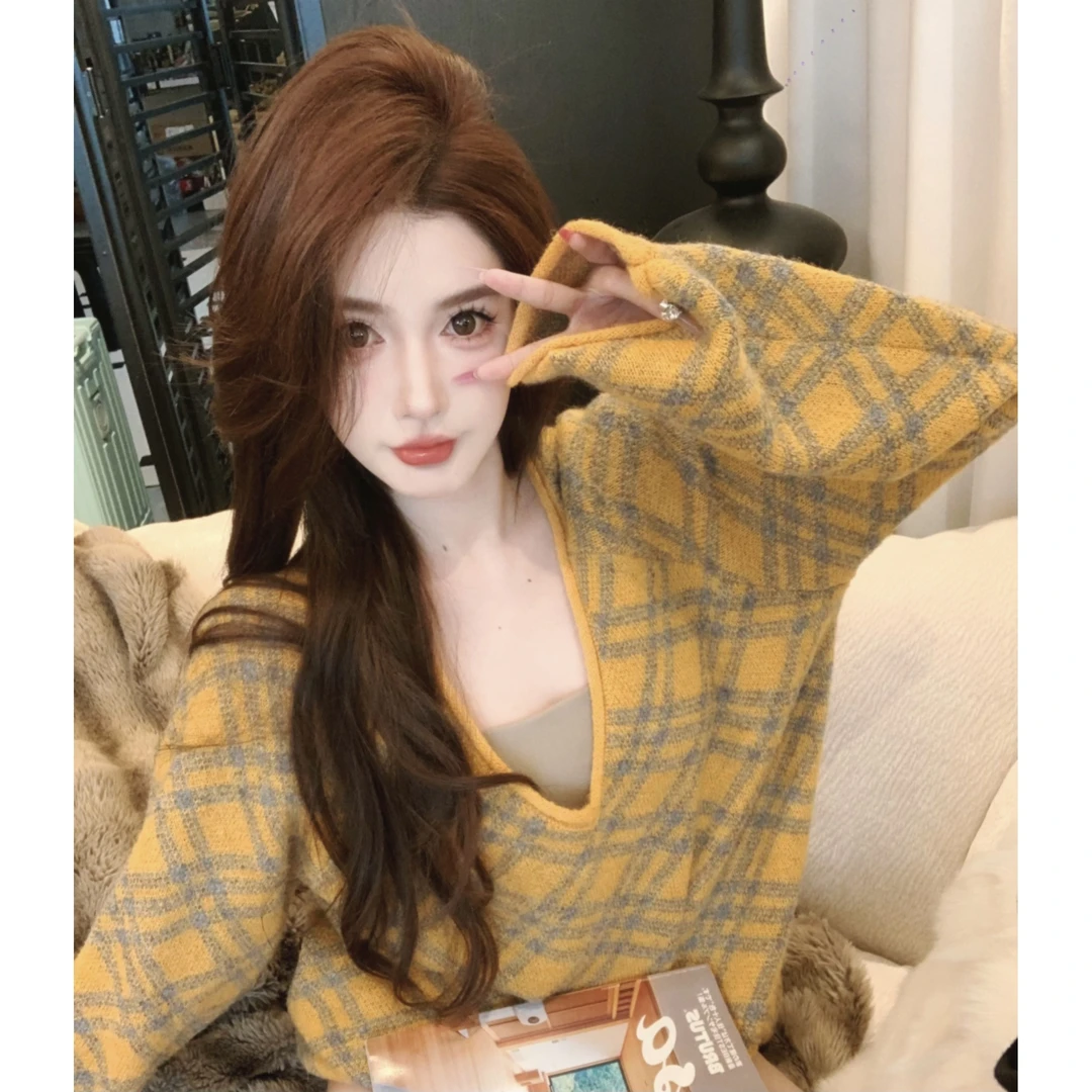 GUIDI GUDI【黄格格】气质休闲女人味时尚长袖上衣毛衣 X9430050H