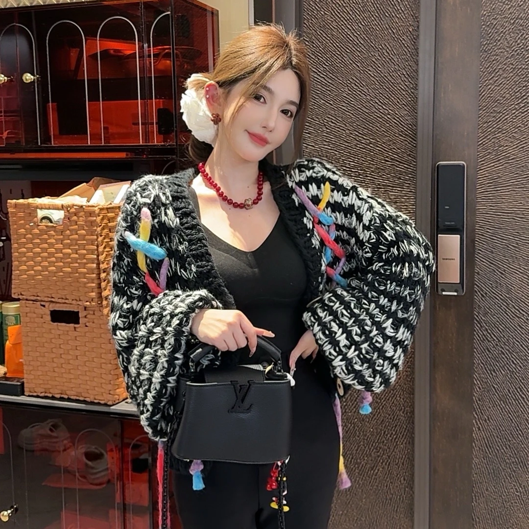 GUIDI GUDI【彩虹绳】气质休闲百搭时尚长袖开衫外套 W9430789H