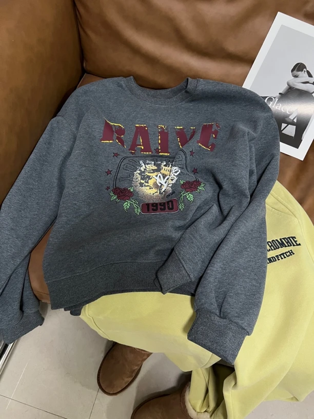 【孚宇】加绒印花卫衣宽松