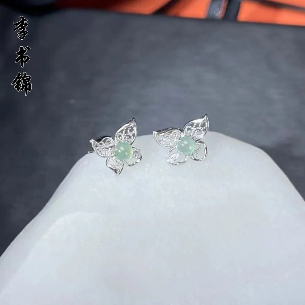 李书锦珠宝翡翠蓝水蝴蝶耳钉 BY A205 1201 299单个 多样性发货