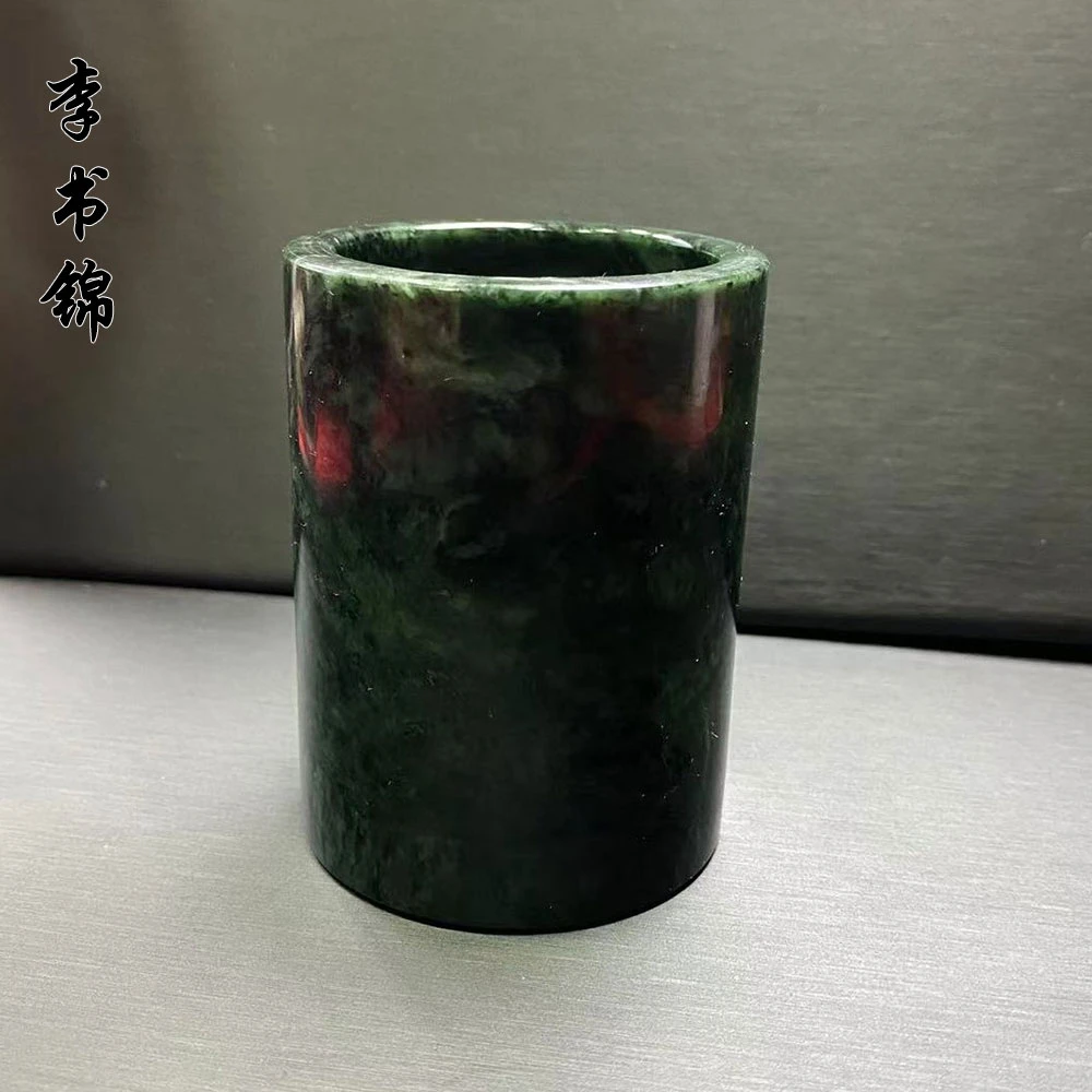 李书锦保真天然藏玉蛇纹石玉小直桶杯单个（1）多样性发货