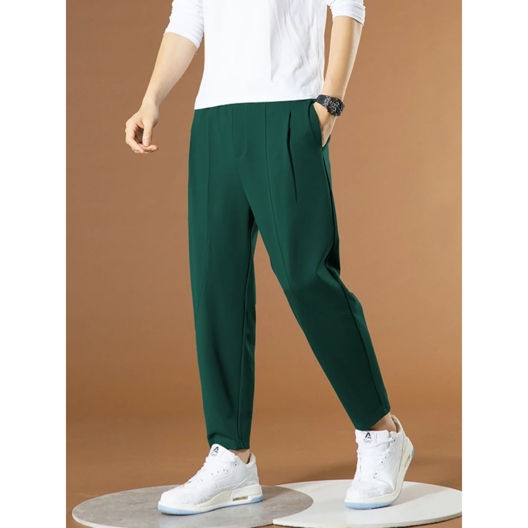 休闲老爹垂感百搭运动九分小脚西裤潮流宽松流行内抽绳九分裤男