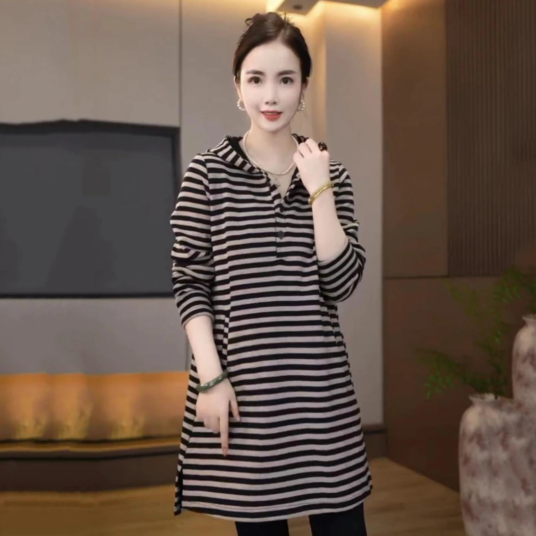 A-659-1秋季新款长袖韩版宽松休闲单排扣连帽加绒卫衣女