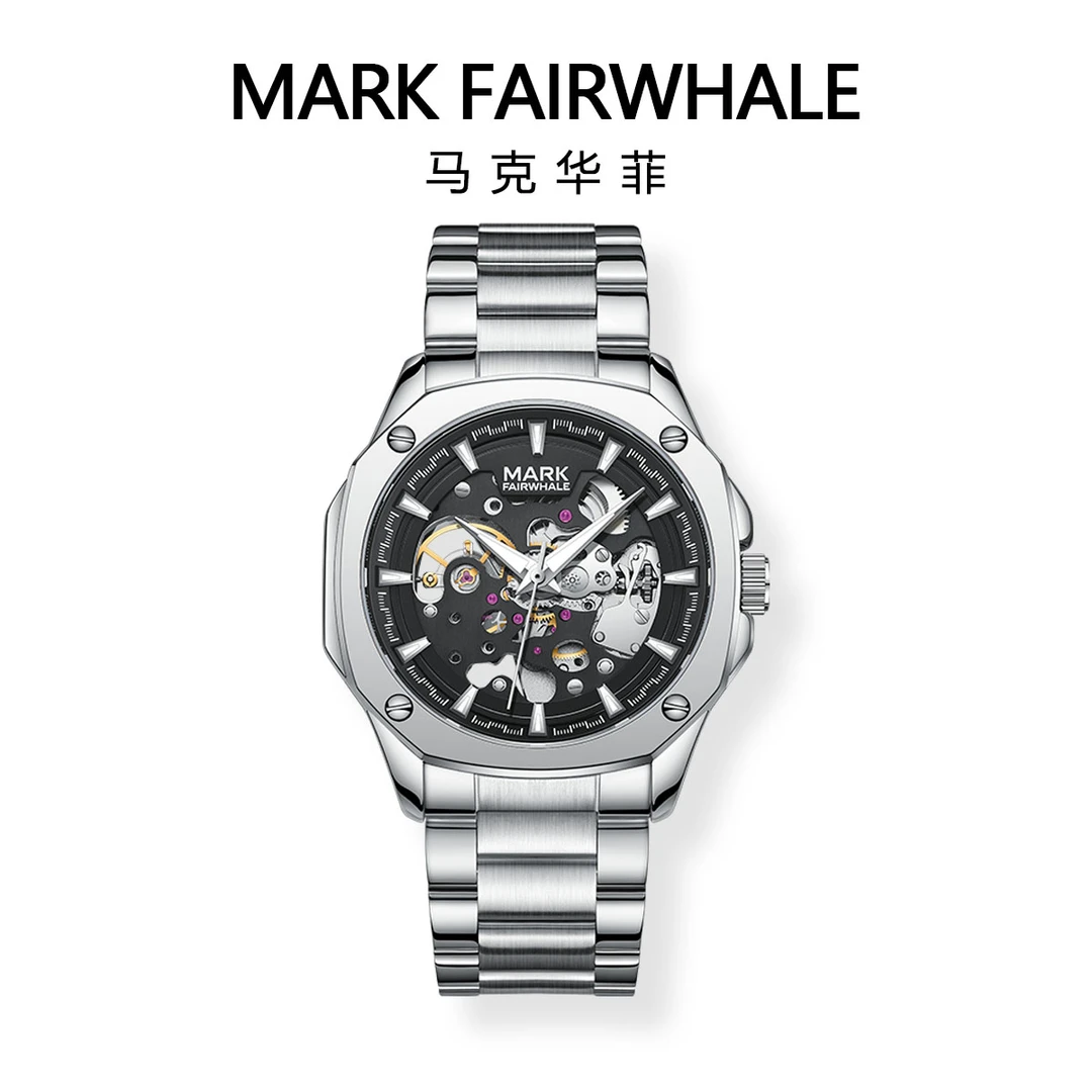 马克华菲新款男士镂空全自动机械表飞陀男士时尚防水潮流腕表6940