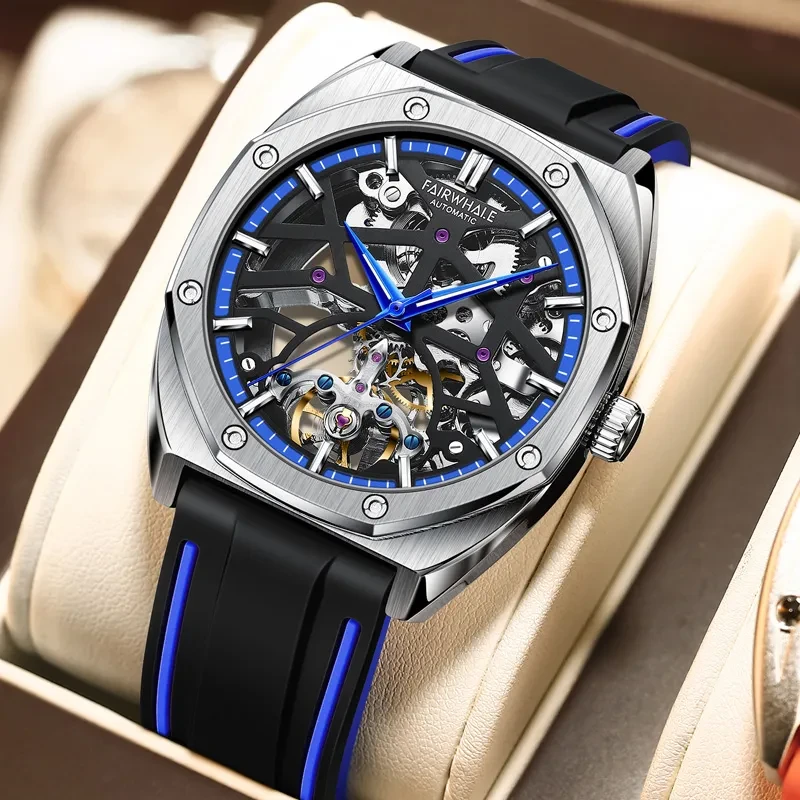 【送男友礼物】马克华菲双面镂空机械自动防水夜光潮流高端腕表6130