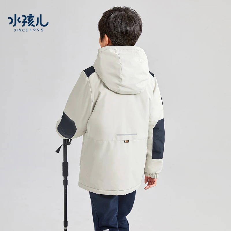 水孩儿童装2025春秋男童棉服中大童外套中长款保暖防风时尚休闲