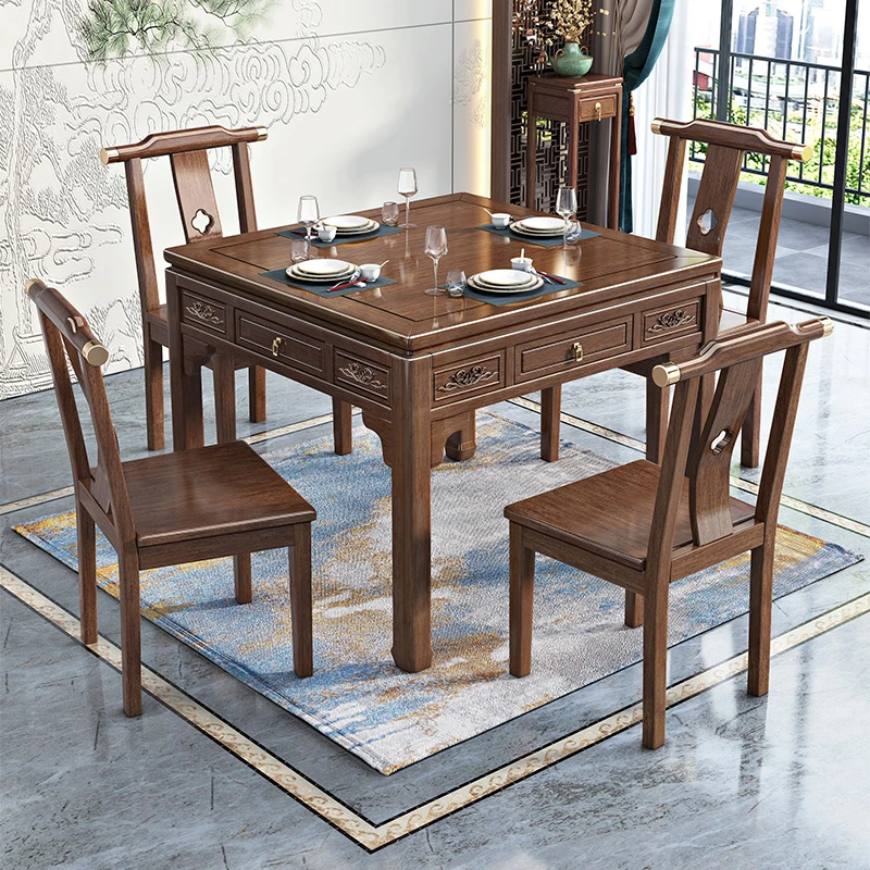 新中式实木八仙桌农村中堂四方桌正方形餐桌胡桃木吃饭桌 M230527