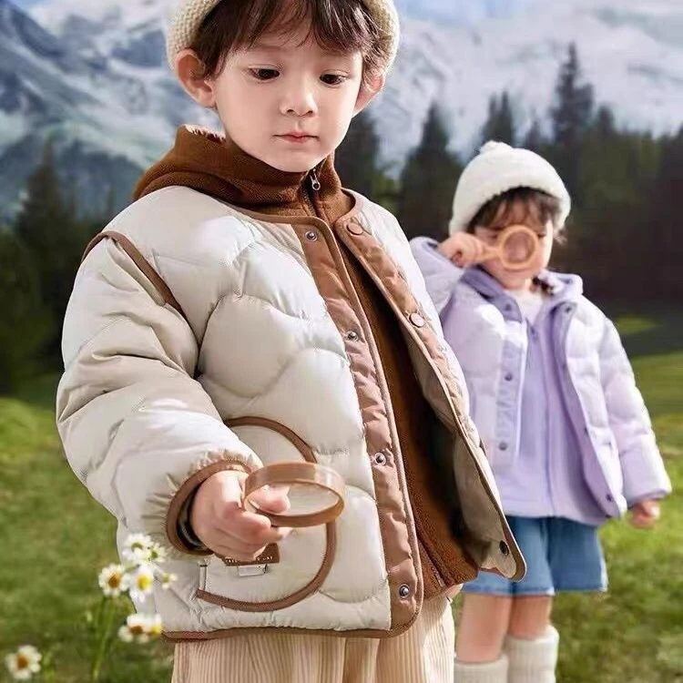 男童羽绒服女童冬装外套宝宝轻羽绒摇粒绒两件套小童三合一上衣潮