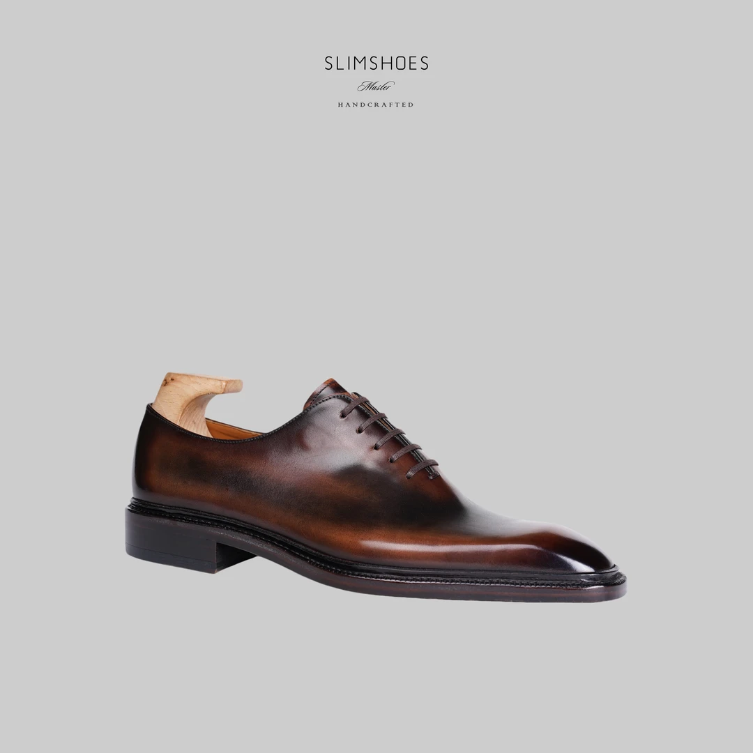SLIMSHOES时另手工艺术擦色男士正装商务休闲系带牛津皮鞋西装