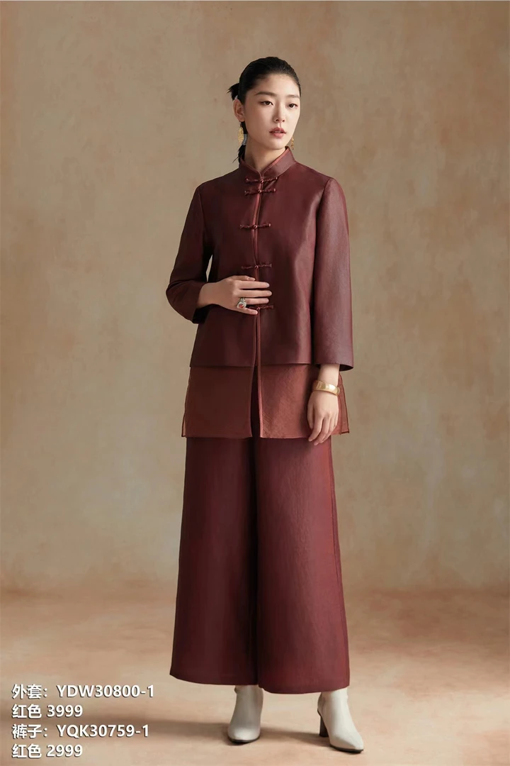 遇见T30800-1锦绣华服外套桑蚕丝红油龟老料国风新中式时尚气质款