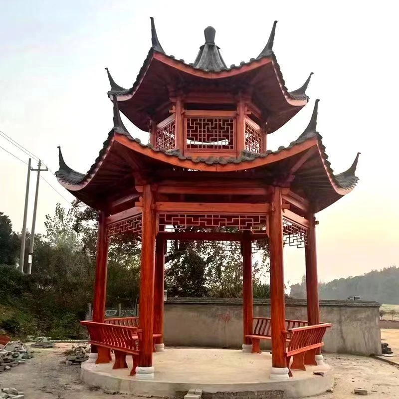 户外双层凉亭长廊中式亭子庭院古建仿古四角六角休闲凉亭长廊