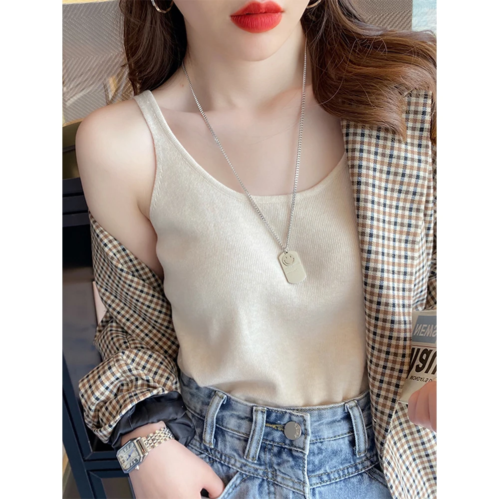 针织吊带背心女西装内搭打底衫夏季薄款法式奶系温柔外穿无袖上衣