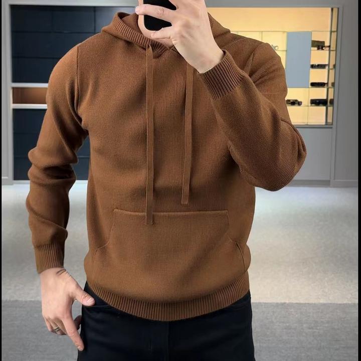 男士商务连帽卫衣美拉德毛衣休闲百搭针织衫韩版带帽长袖上衣男