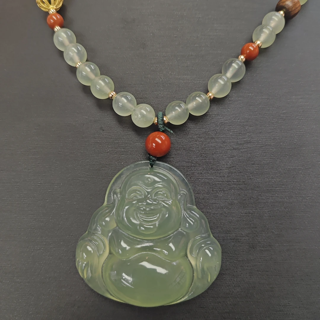 [0002]天然岫玉冰料精品佛公时尚气质