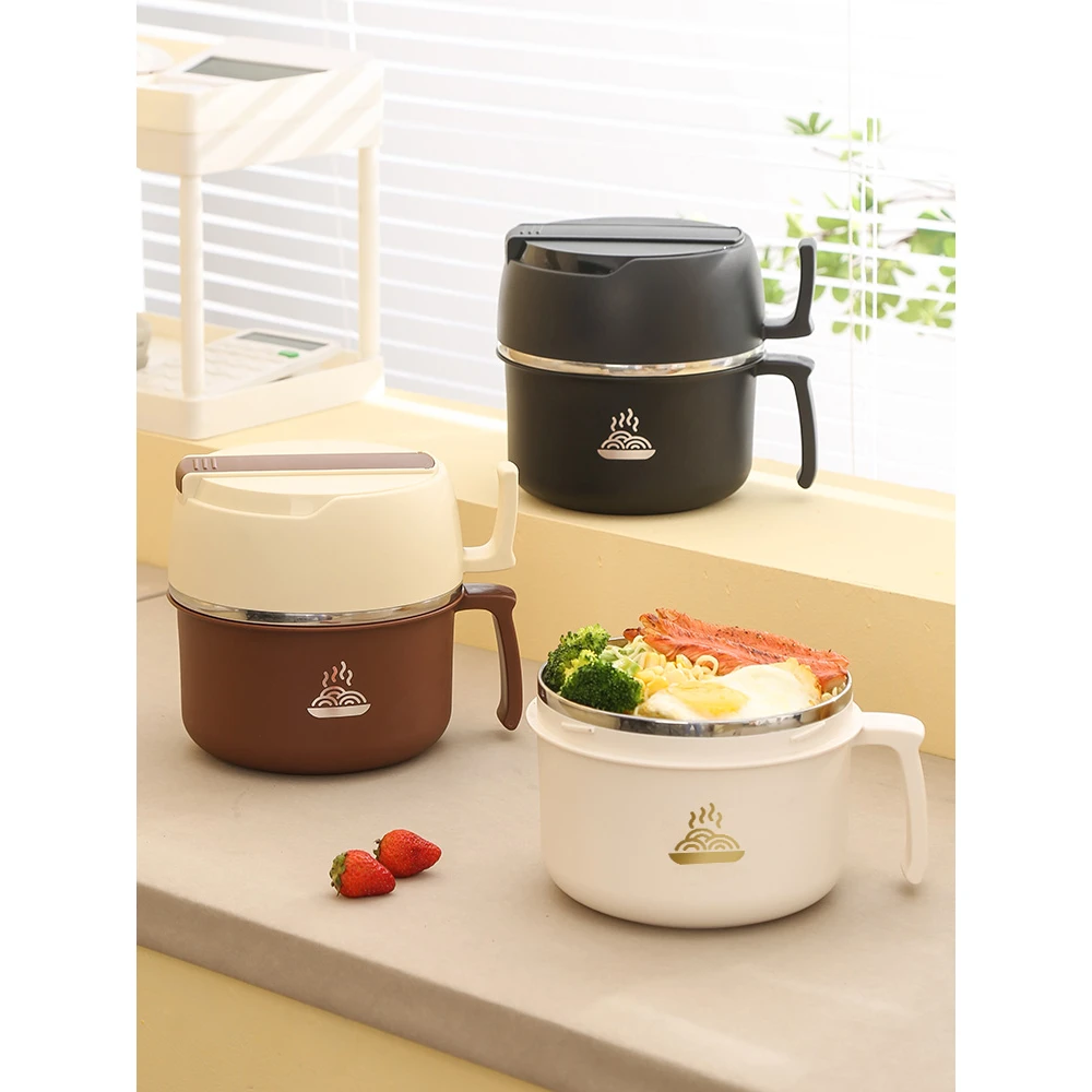 304不锈钢泡面碗中学高中生饭盒餐盒双层便当盒食堂打饭缸快餐杯