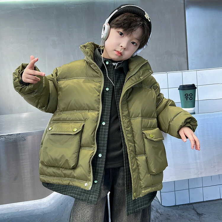 男童冬装潮牌假两件羽绒服2023新款儿童冬季加厚洋气外套酷帅韩版