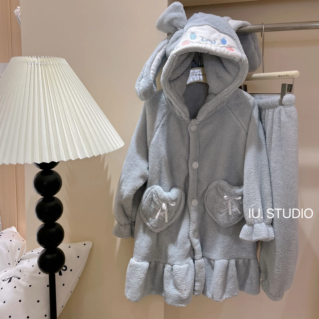 【艾柚】秋冬洋气外穿毛绒保暖加厚亲子家居睡袍套装系列IU11665