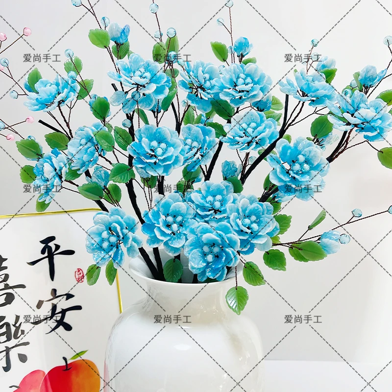 6枝 渐变山茶花手工diy创意仿真装饰花