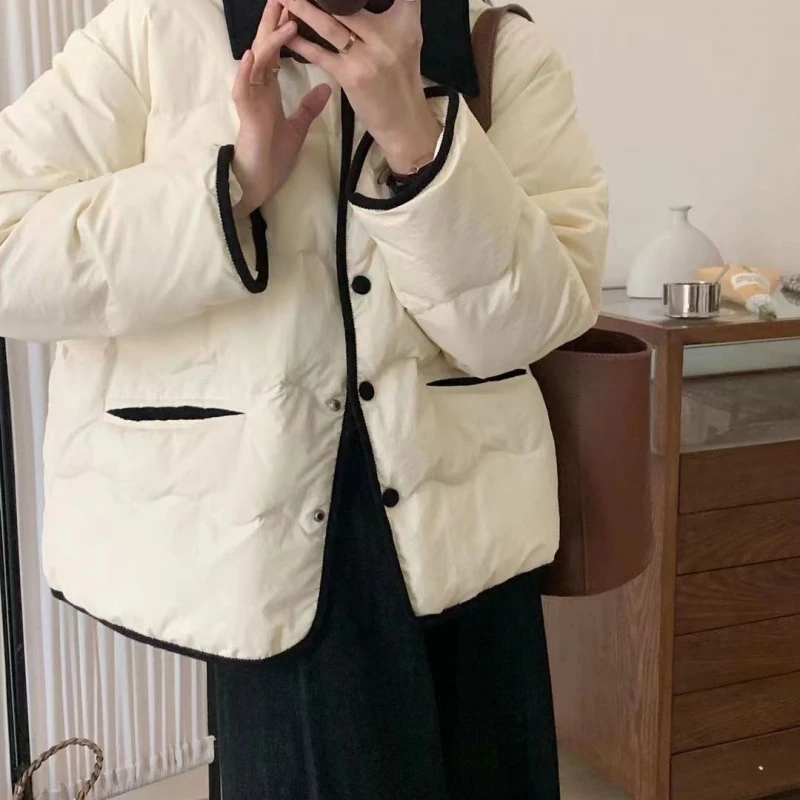 韩系小香风棉衣棉服女冬季2024年新款小众高级感短款夹棉外套冬季