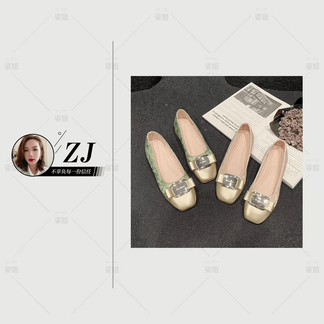 【粉丝专享】原创新版国风真皮防滑橡胶底拼接色轻奢平底鞋软底f22