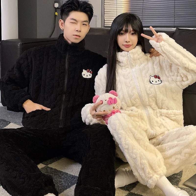 【两套价】情侣睡衣女秋冬季法兰绒夫妻加厚加绒珊瑚绒男士家居服