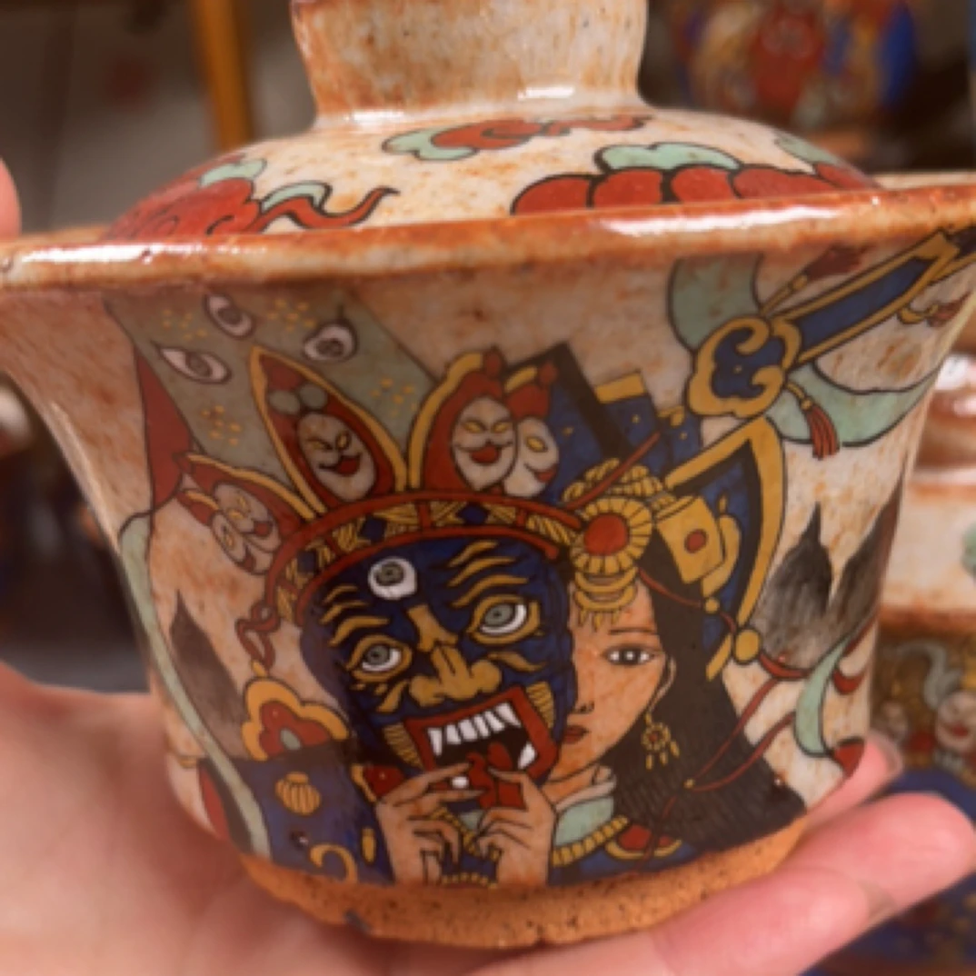 景德镇手绘札记拉姆盖碗匣钵泥