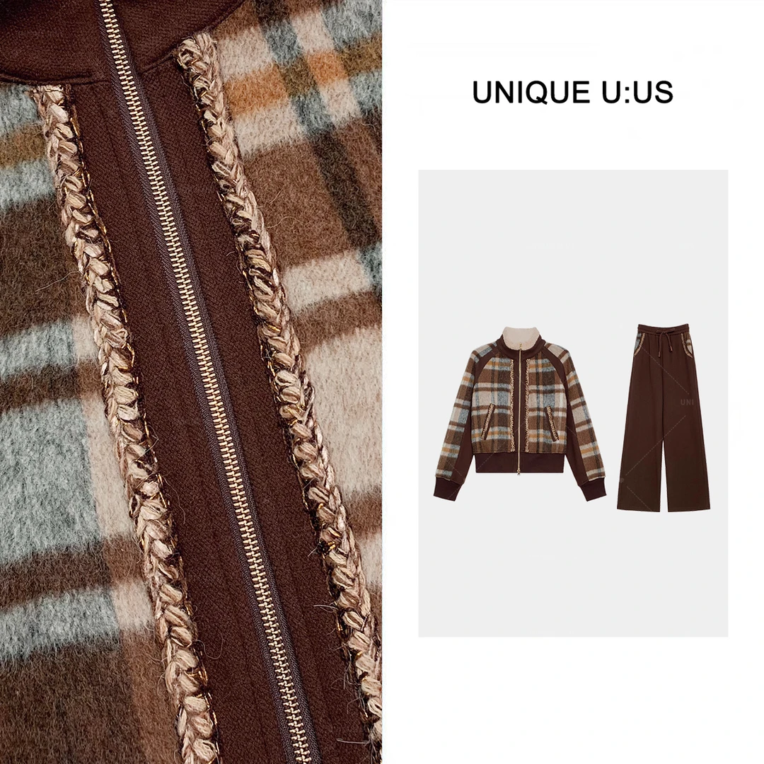 UNIQUE U:US【冬日暖阳编号20】秋季气质时尚加绒女装套装-2411181