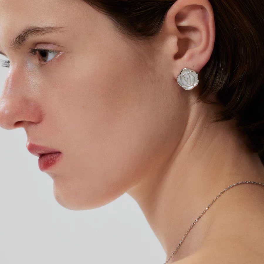 铜合金贝壳耳饰 Gabby 玫瑰耳钉L992