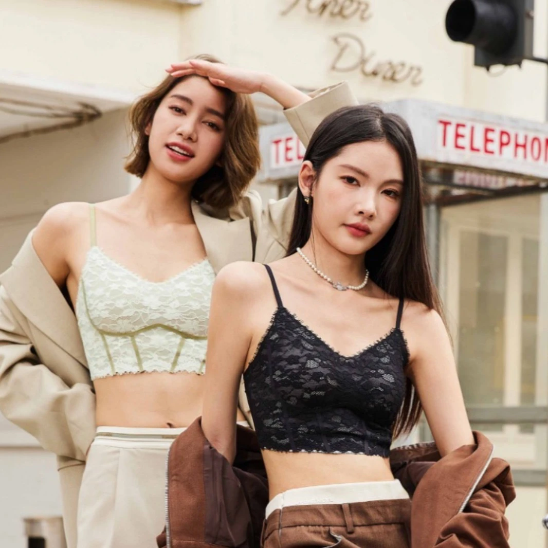 秋冬新品植绒花卉性感蕾丝磨毛美背小吊带短款内搭