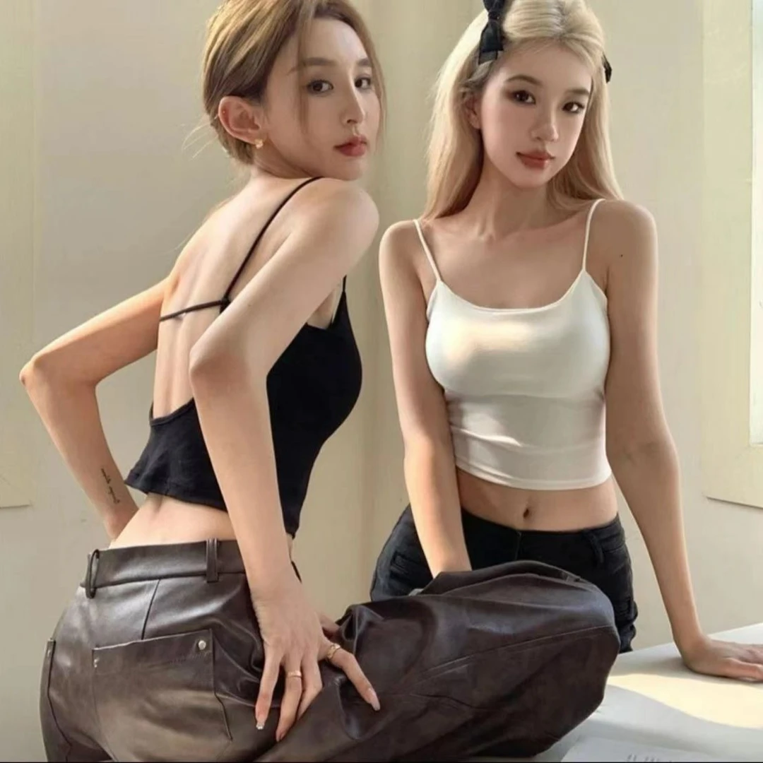 吊带无钢圈背心网红打底美背性感夏季外穿纯色百搭短款莫奈花园风