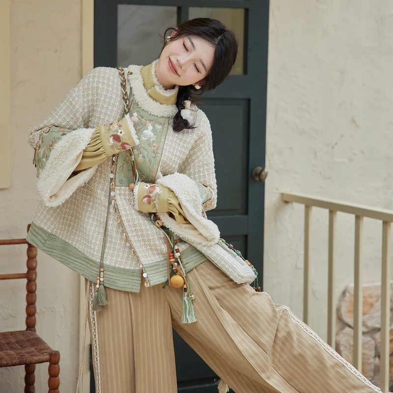 七月夕【塔娜】汉服国风大典圆领短袄中式圆领短衫改良宋裤日常