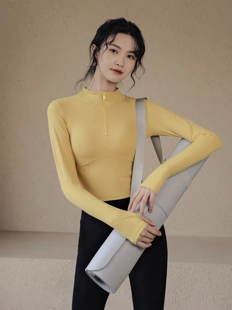 瑜伽服外套女秋冬季新款网红修身显瘦速干跑步运动服长袖健身上衣