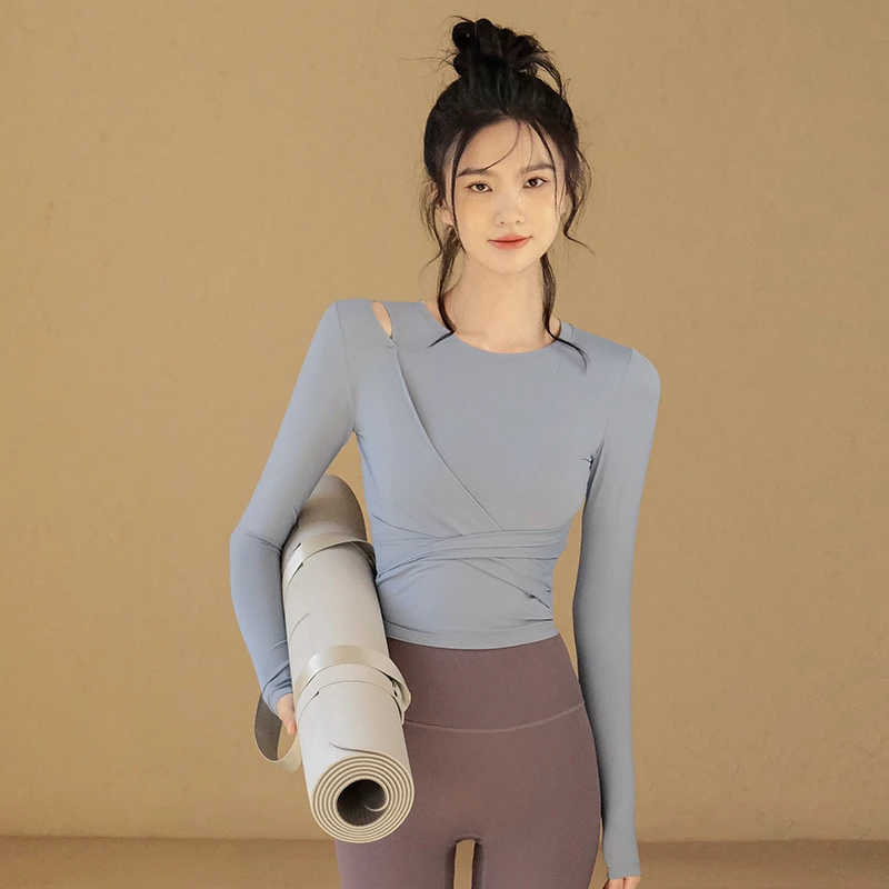 瑜伽服女显瘦运动上衣长袖跑步高级感专业训练健身服普拉提T8644