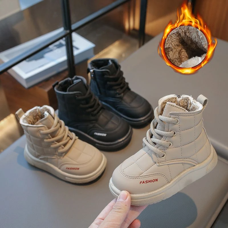 儿童雪地靴加绒加厚大棉靴中大童防滑马丁靴子男女童保暖棉鞋短靴
