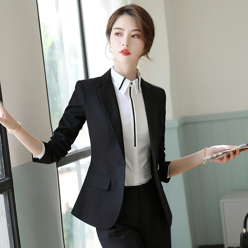 黛娇尔黑色西装外套女时尚气质女神范小西服春秋正装工装职业套装