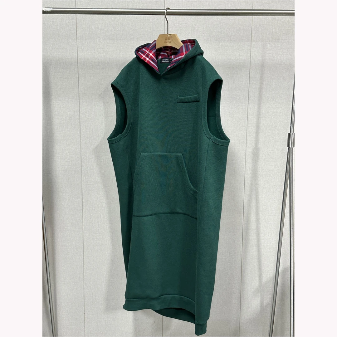 ZM1979  新款连帽中长袖休闲背心裙