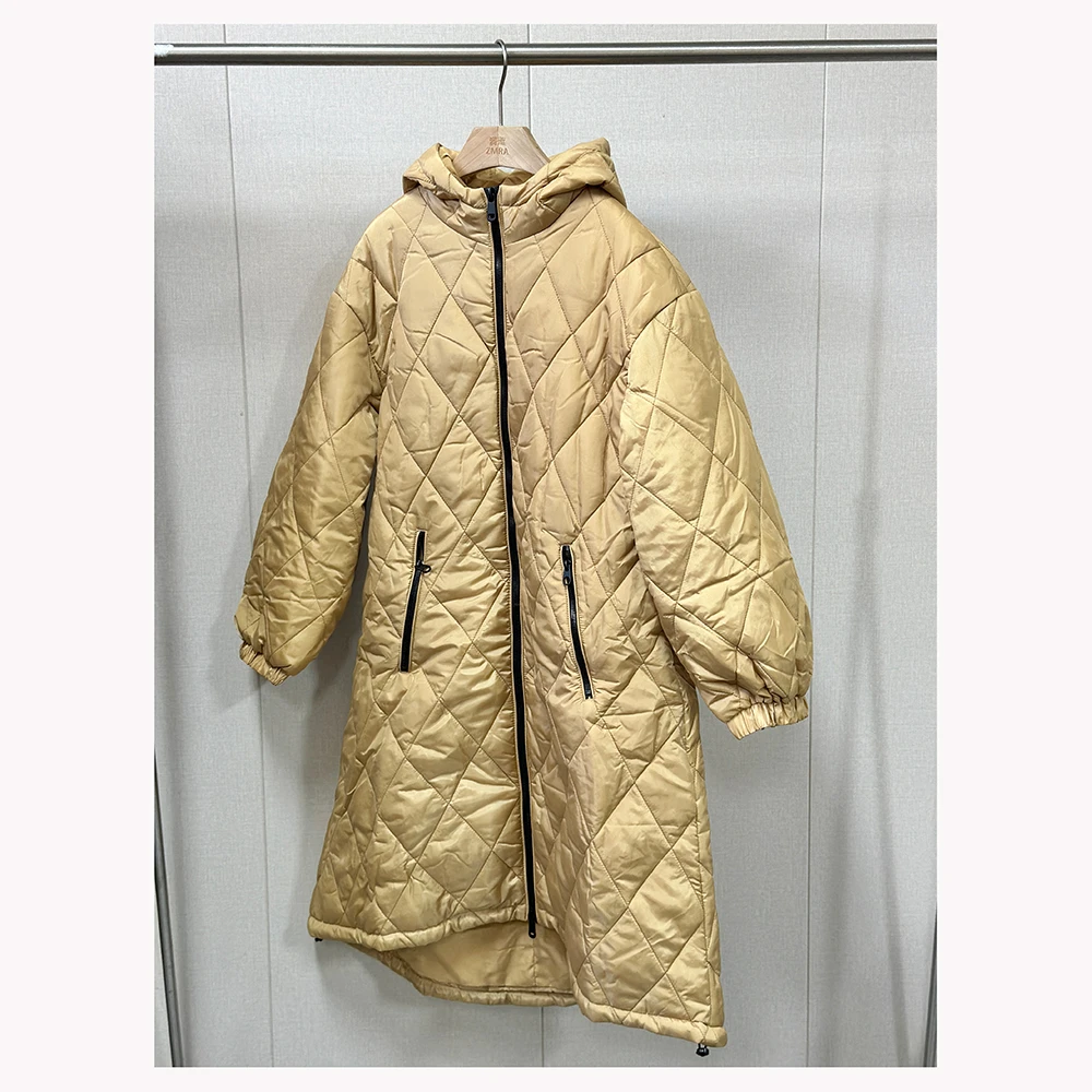 ZM1907   秋冬新款宽松中长款女士休闲连帽拉链开衫棉服外套